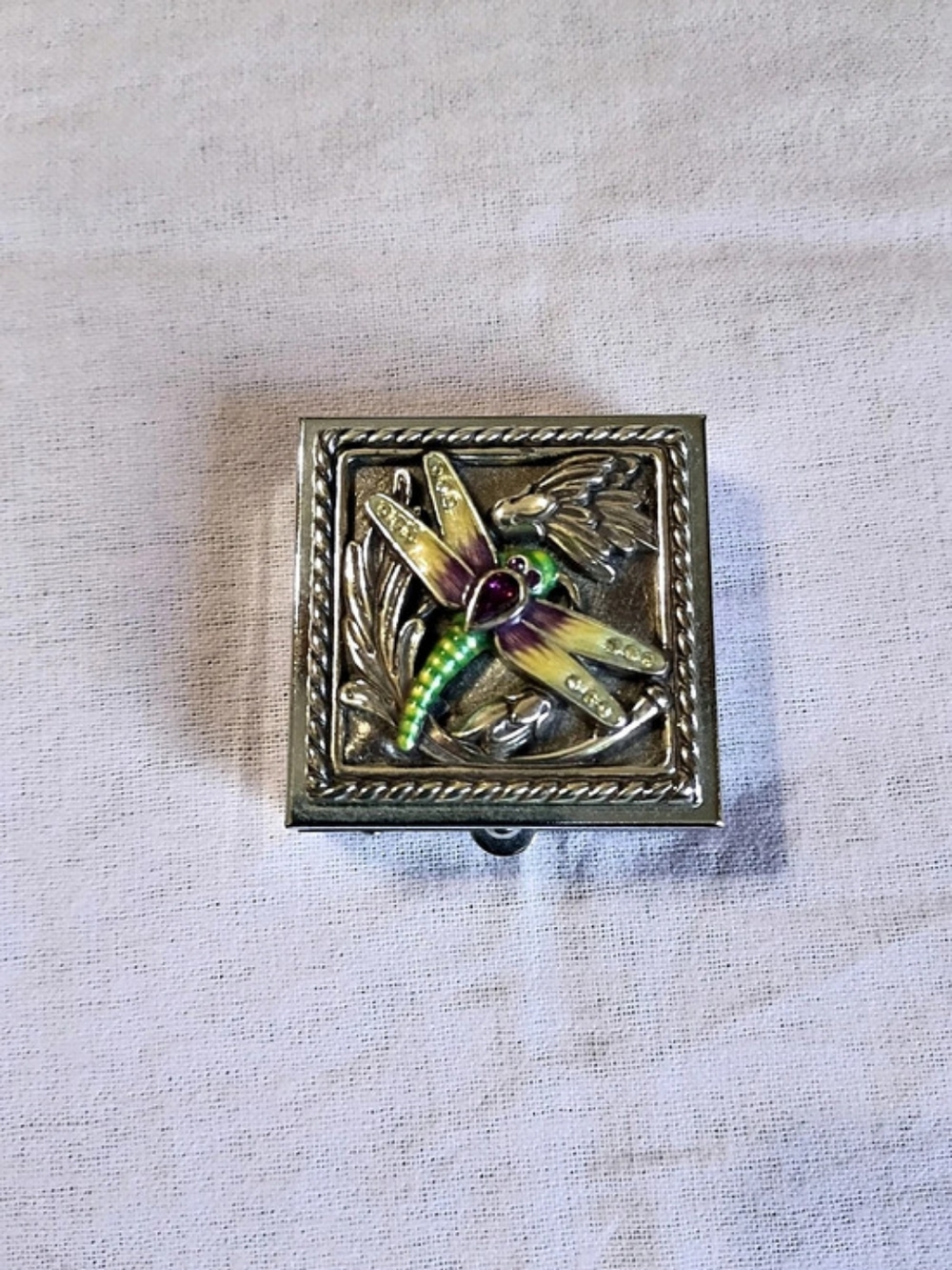 Brighton Dragonfly Compact Pill Case in Silver & Green